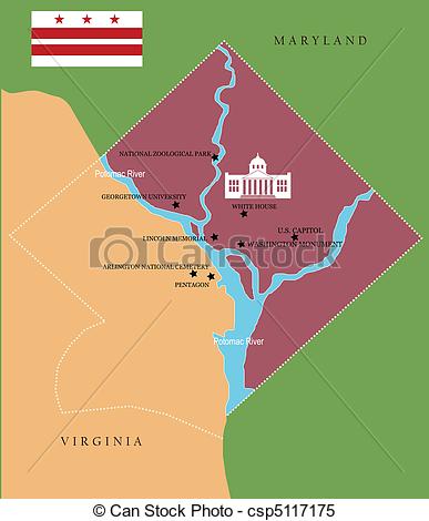 387x470 Capital Of U.s.a. Washington Dc Map.