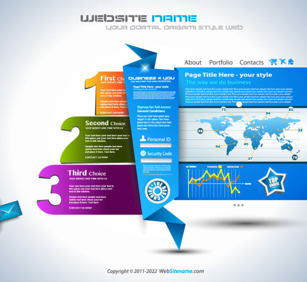 600x552 Set Of Origami Web Design Elements Vector 02 Free Download