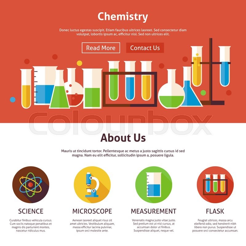 800x800 Chemistry Science Flat Web Design Template. Vector Illustration