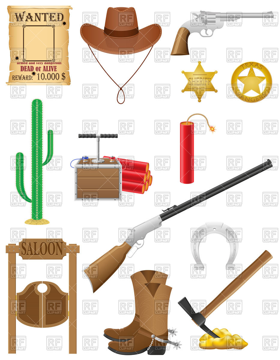 933x1200 Western Set Icons Wild West Vector Illustration Isolated On White