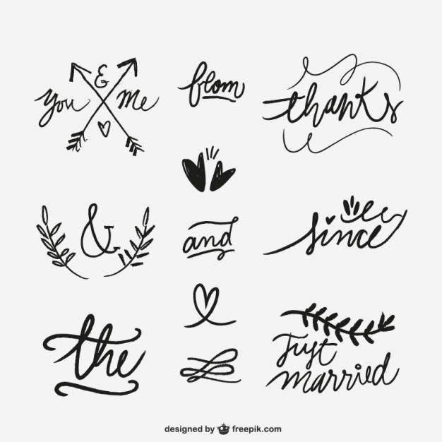 626x626 Handwritten Wedding Words Vector Free Download