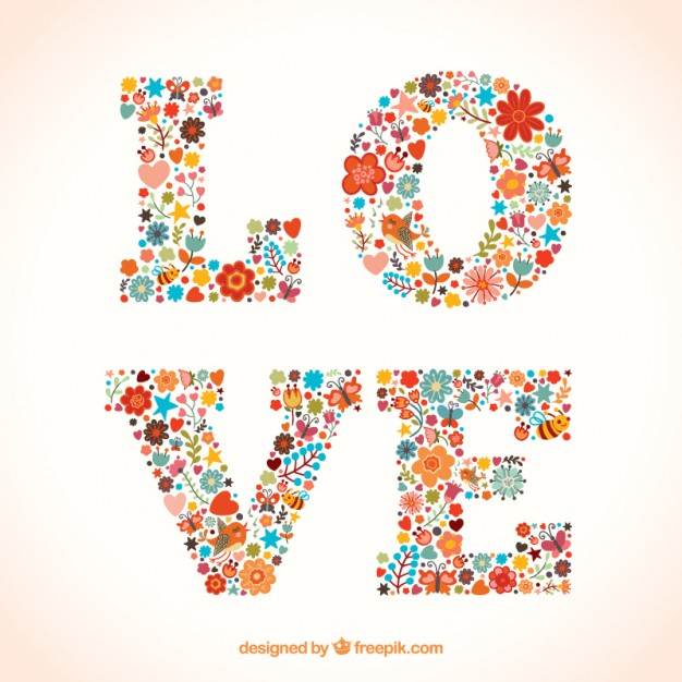 626x626 Love Word Made Of Flowers Vector Free Download