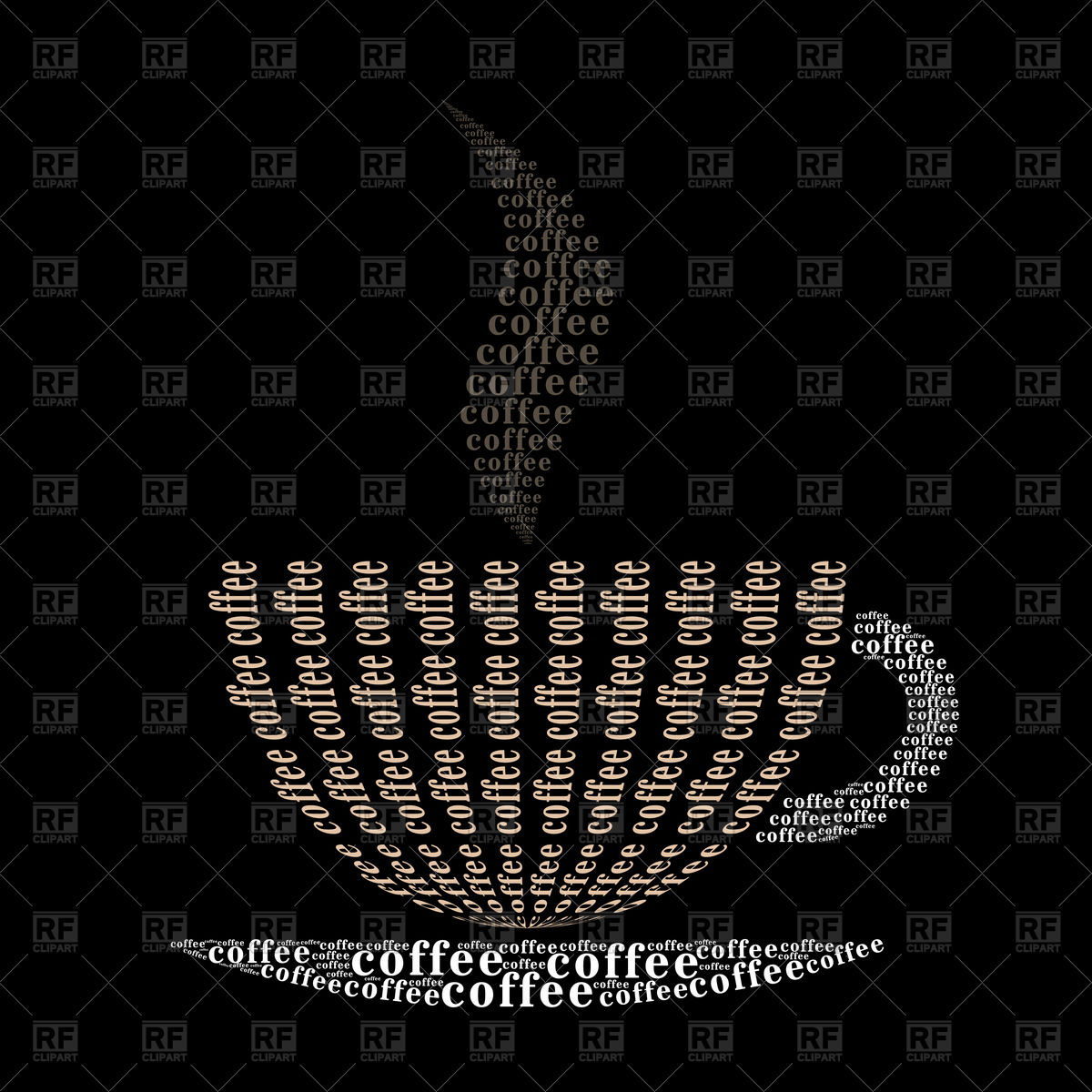 1200x1200 Coffee Cup Made Of Words On Black Background Vector Image Vector