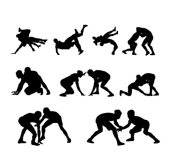 602x577 Wrestling Sports Pack Silhouette Free Vector Download 182325