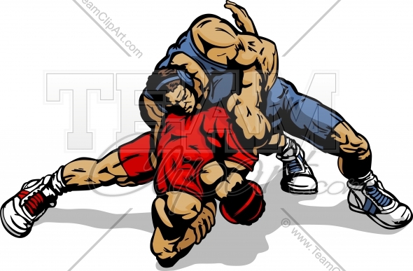 590x387 Wrestling Vector Art Clipart Image. Easy To Edit Vector Format.