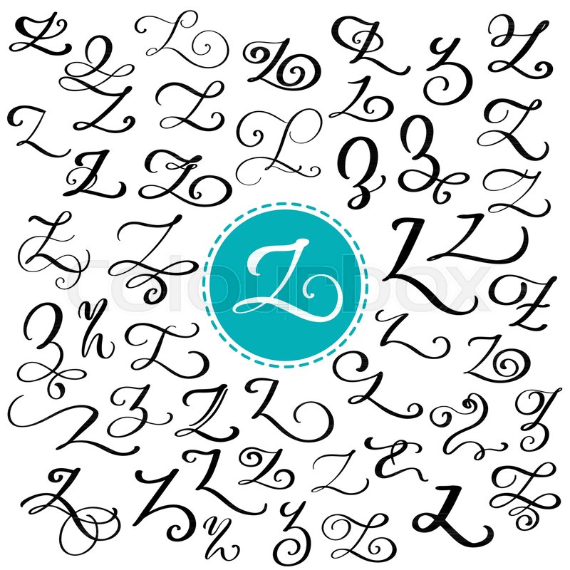 800x800 Hand Drawn Vector Calligraphy Letter Z. Script Font. Isolated