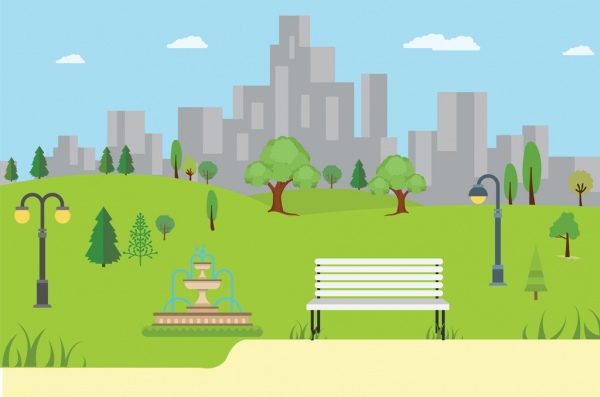 600x397 Vector Park Background Free Vector In Adobe Illustrator Ai ( .ai