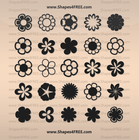 580x582 25 Flowers Photoshop Amp Vector Shapes Photoshop Custom Shapes