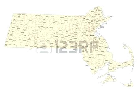 450x304 Cities And Towns Map Vector State Of Massachusetts