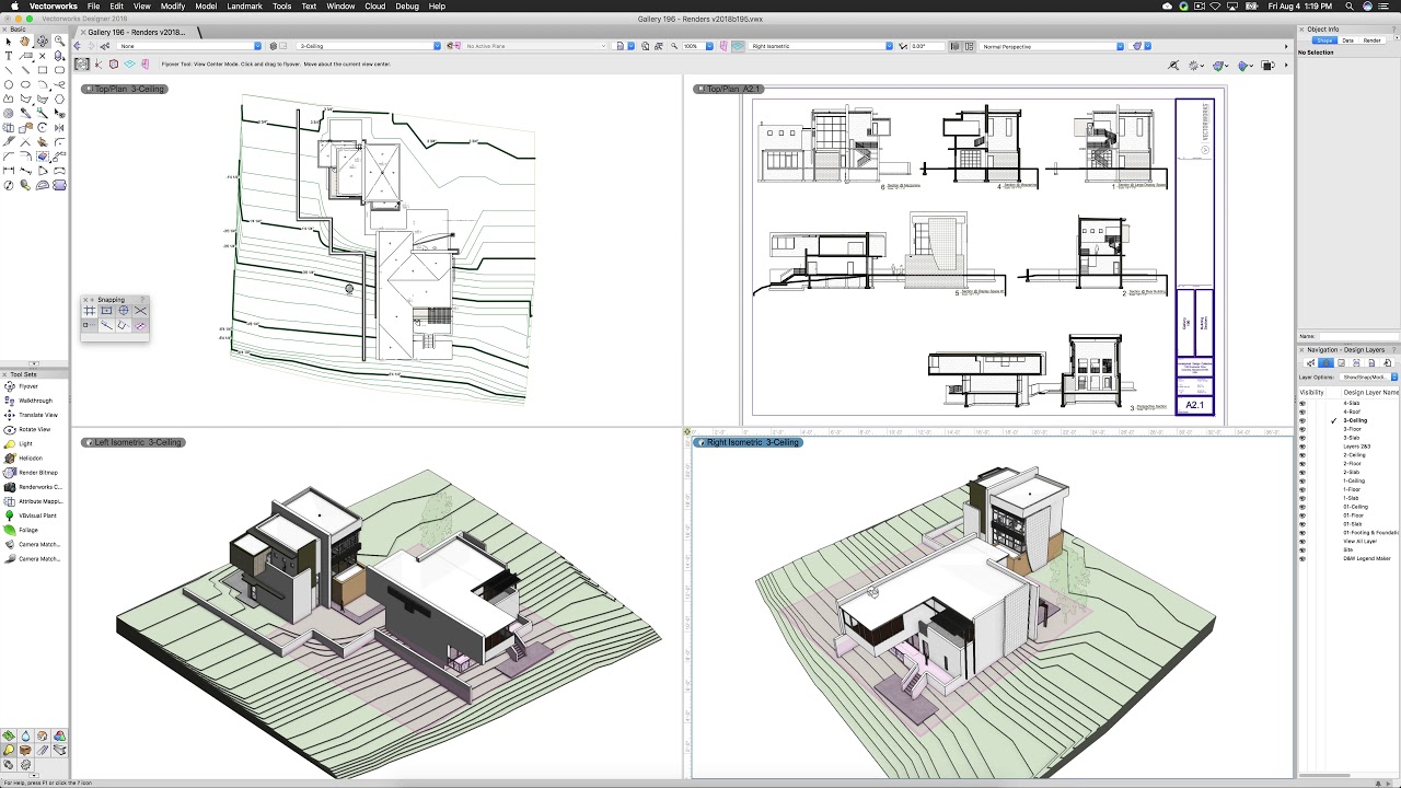 1280x720 Vectorworks 2018 Multiple Drawing View Support