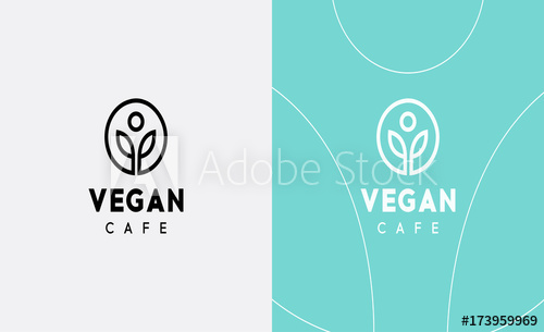 500x305 Vector Vegan Logo. Icon Design For Organic Cafe Or Food Menu Logo