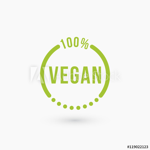 500x500 Vegan Icon Design. Isolated On White. Circle Logo. Vector