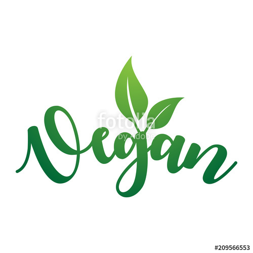 500x500 Vegan Vector Lettering. Handwritten Calligraphy For Restaurant