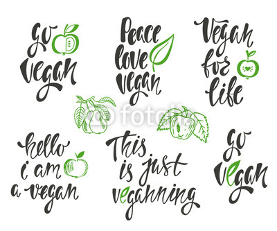 400x333 Vegan. Vector Set Of Hand Drawn Lettering Phrases, Food Design