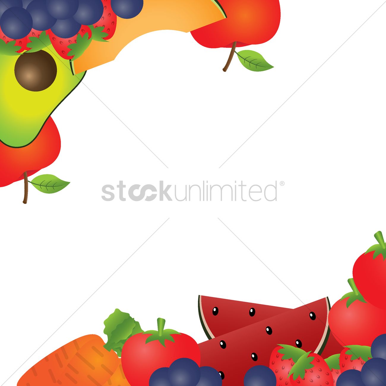 1300x1300 Fruits And Vegetables Background Design Vector Image