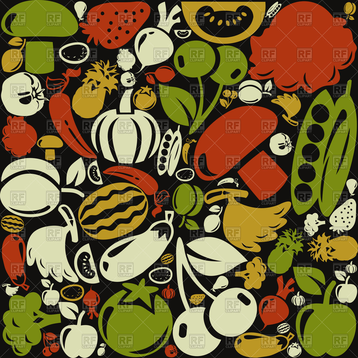 1200x1200 Background Made Of Fruits And Vegetables Vector Image Vector