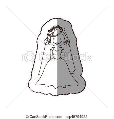 450x470 Happy Bride With Dress And Veil, Vector Illustration Design.