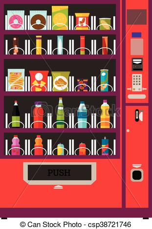 311x470 Vending Machine Product Items Set. Vector Illustration In Flat