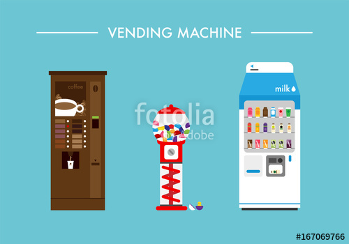 500x350 Beverage Vending Machine Vector Flat Design Illustration Set