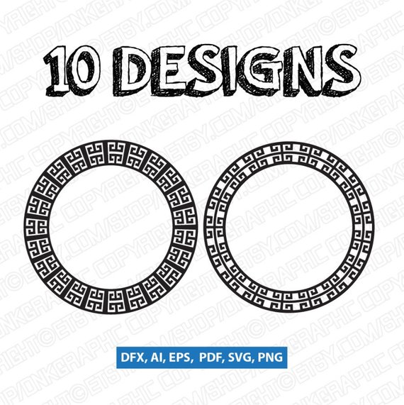 570x571 Versace Style Greek Border Monogram Frame Svg Vector Etsy