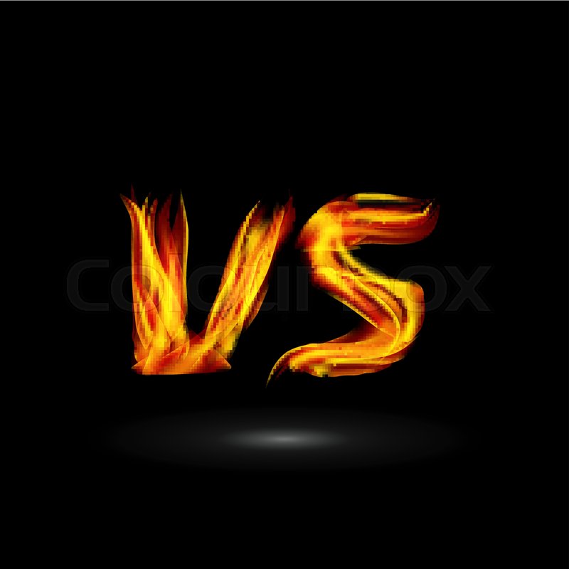 800x800 Versus Vector. Flame Letters Fight Background Design. Competition
