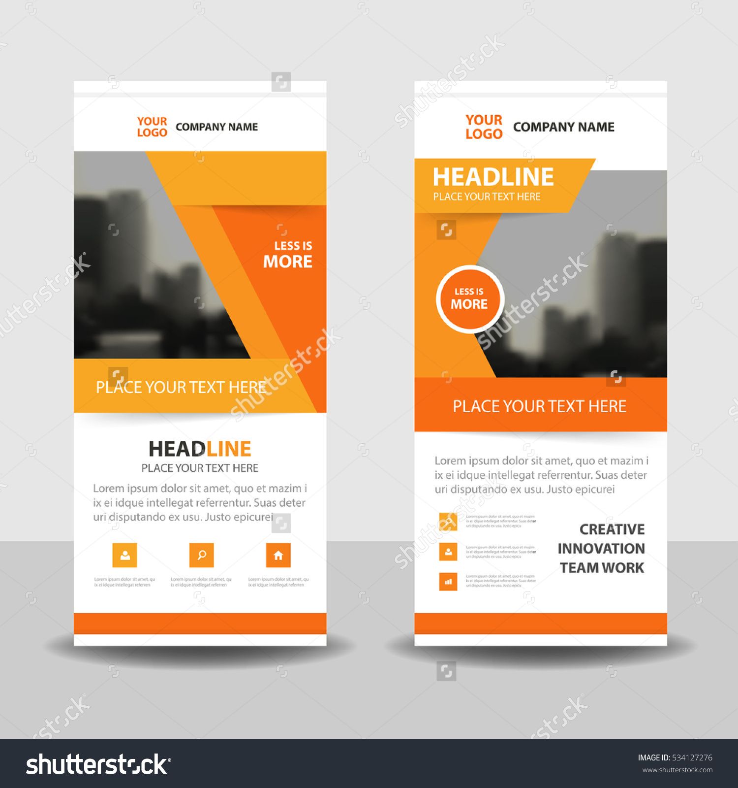 1500x1600 Orange Triangle Business Roll Up Banner Flat Design Template
