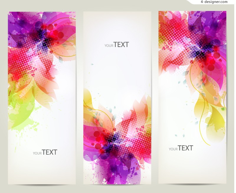 800x655 4 Designer Fantasy Flower Pattern Vertical Banner Vector Material