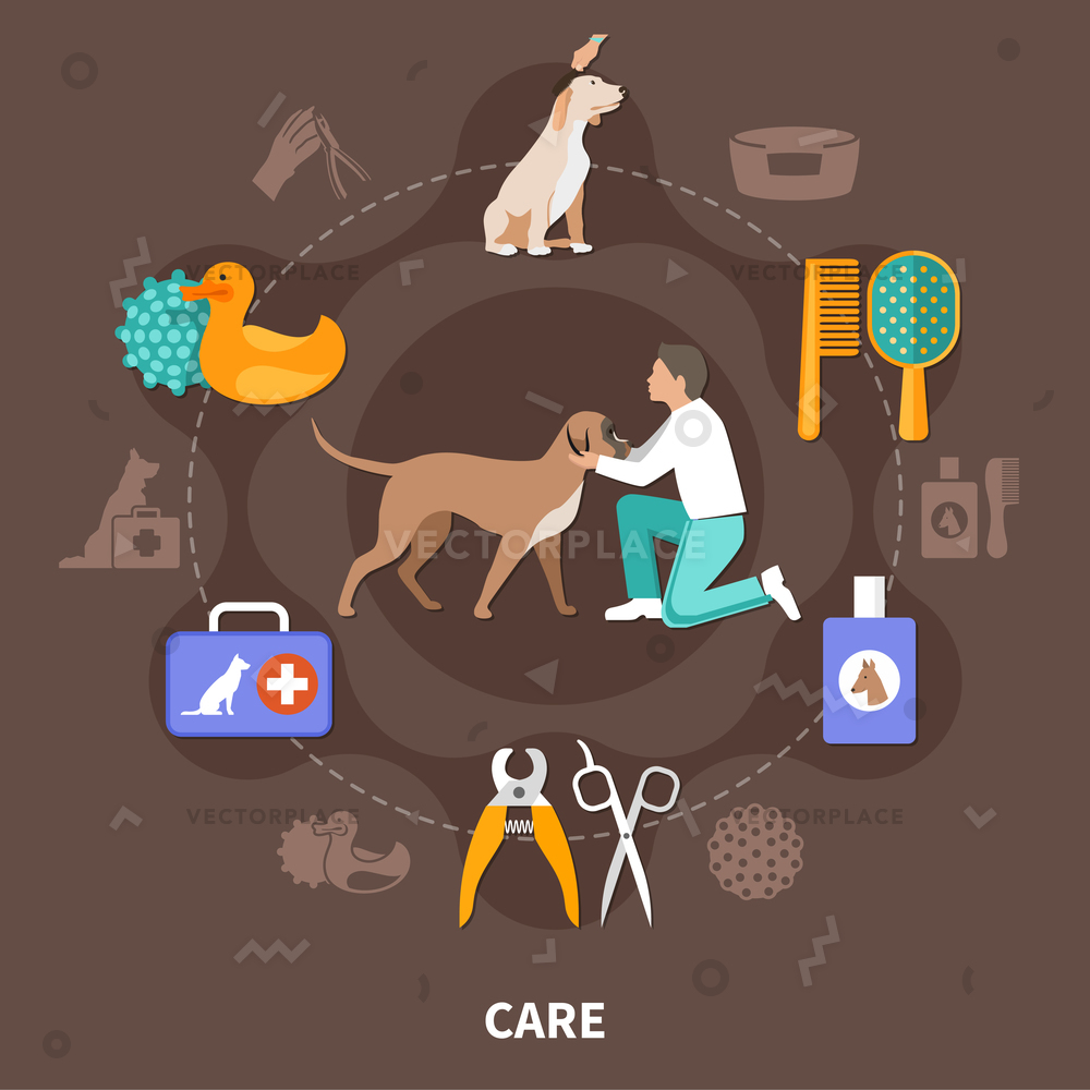1000x1000 Dogs Round Composition Isolated Medical Equipment Vector