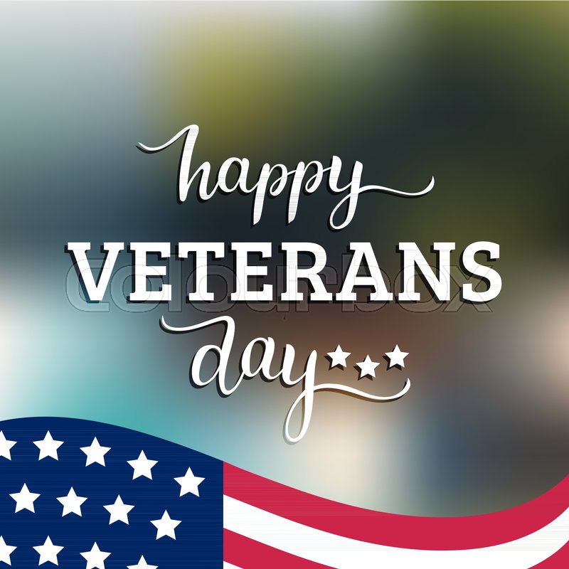 800x800 Happy Veterans Day Lettering With Usa Flag Vector Illustration