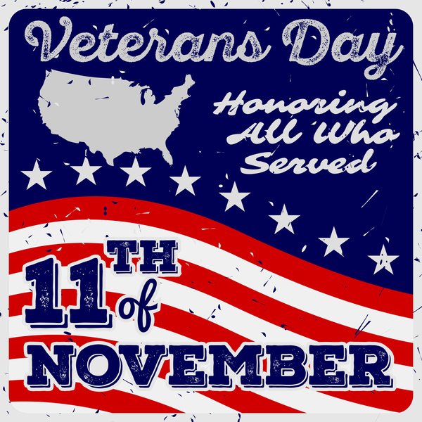 600x600 Veterans Day Grunge Template Vector 05 Free Download