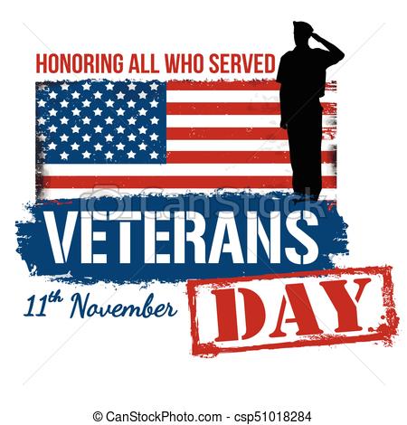450x470 Veterans Day Poster On White Background, Vector Illustration.