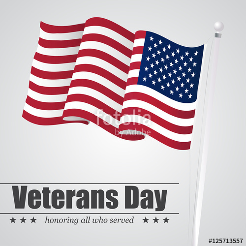 500x500 Waving Usa Flag For Veterans Day. Vector Illustration Stock Image