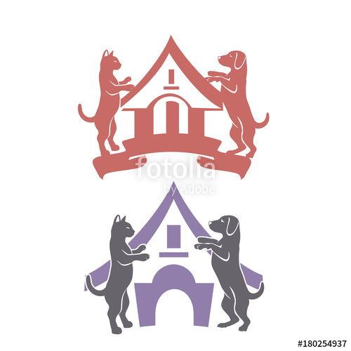 500x500 Cat Dog Home. Abstract Design Concept For Pet Care, Shops, Food