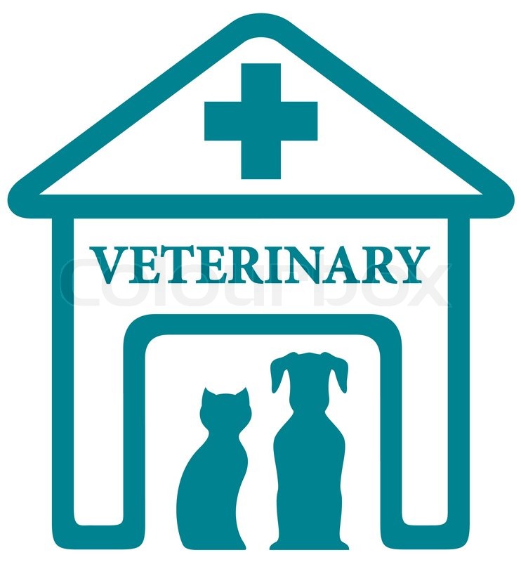 742x800 Blue Veterinary Icon With Home And Pets Silhouette Stock Vector