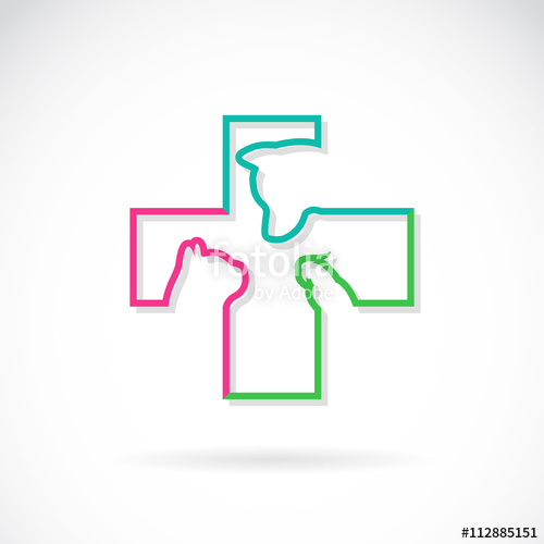 500x500 Vector Image Of Veterinary Symbol With Dog Cat And Bird On White