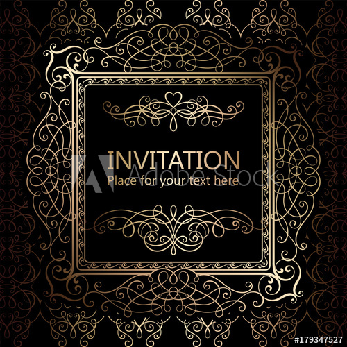 500x500 Abstract Background With Calligraphic Luxury Gold Flourishes And
