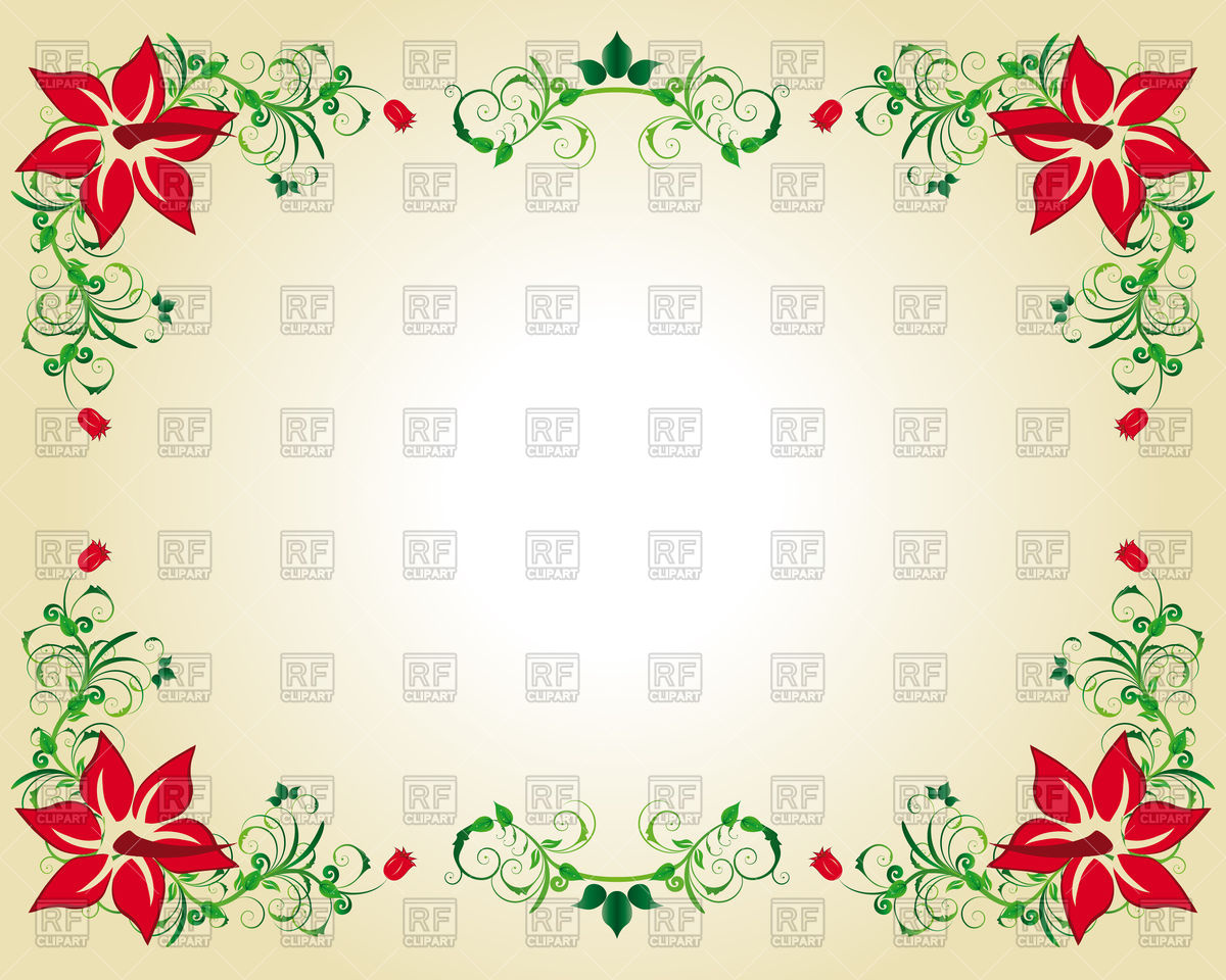 1200x960 Frame In Victorian Style With Red Flowers Vector Image Vector
