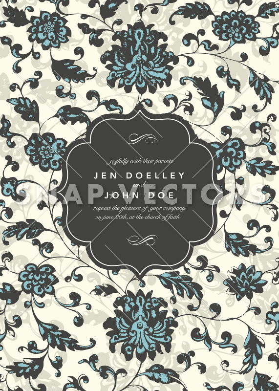 571x800 Victorian Flower Vintage Wedding Invitation Template