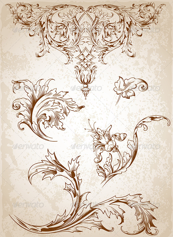 590x805 Vintage Victorian Floral Elements By Artness Graphicriver
