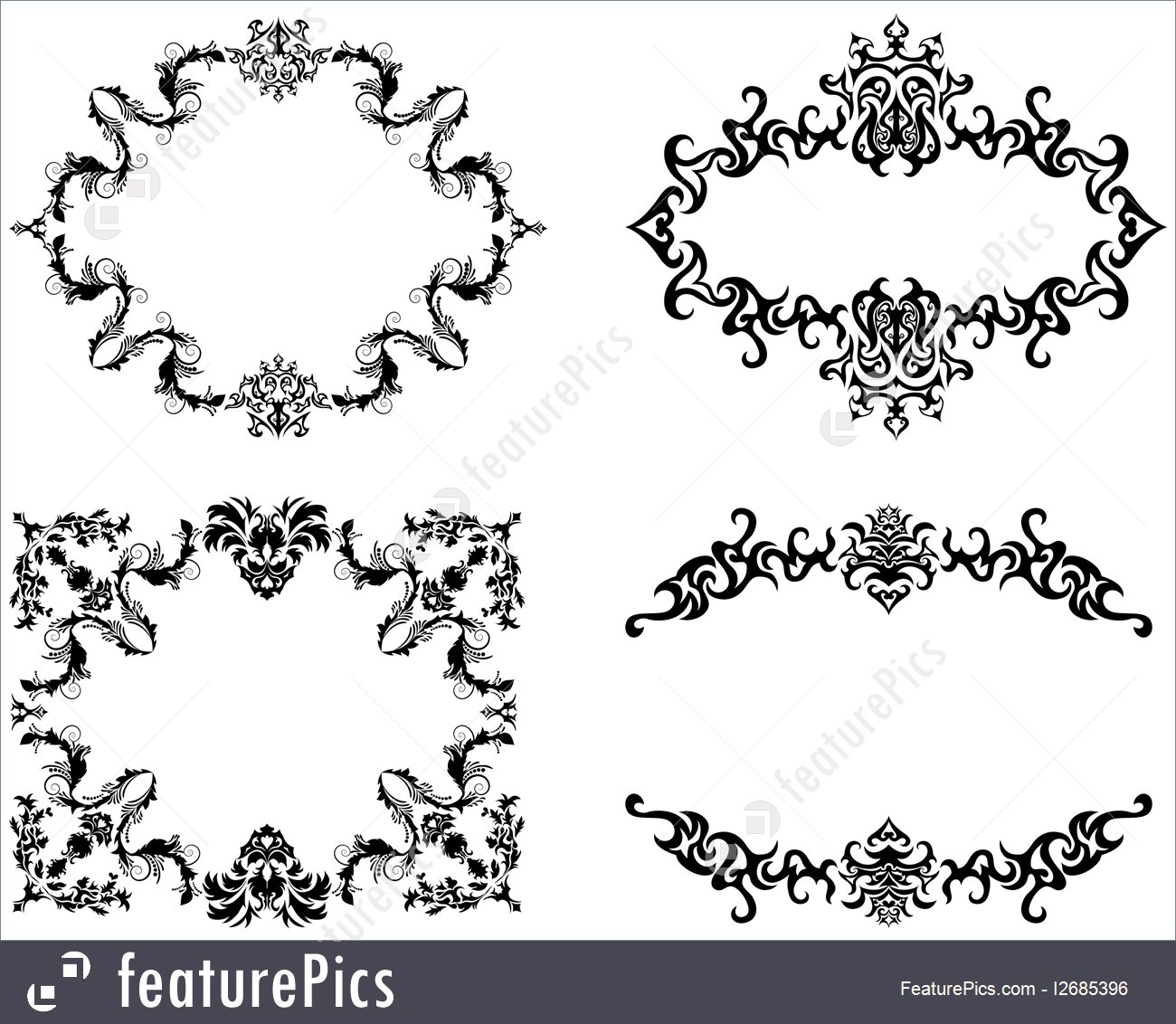 1300x1132 Floral Vector Frame Backgrounds Set In Victorian Style