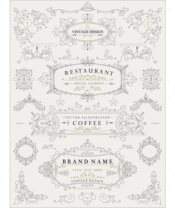 590x700 Decorative Thin Retro Elements, Victorian Frame, Divider, Border