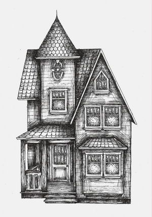 300x429 Drawn House Victorian Architecture