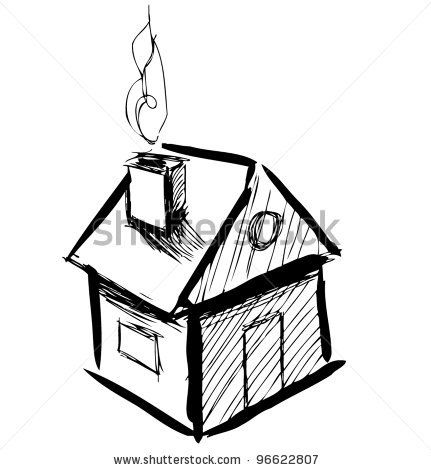 431x470 Cute Little House With Smoke Sketch Vector Illustration By