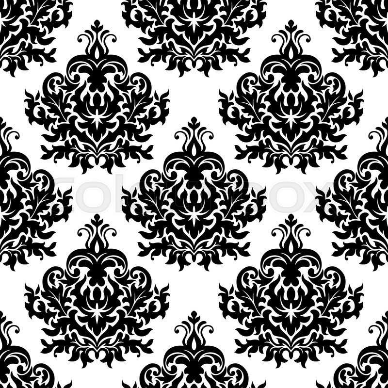 800x800 Seamless Victorian Floral Black And White Pattern With Damask