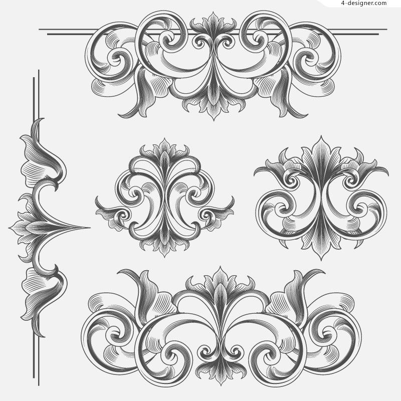 800x800 Victorian Style Decorative Patterns Vector Material Leaf Font