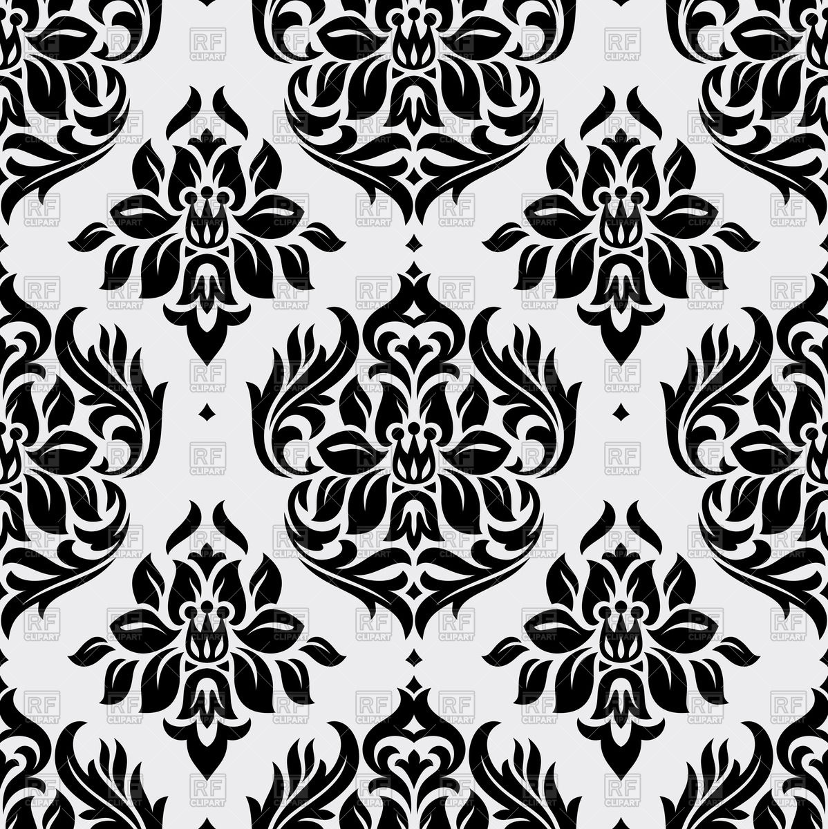1198x1200 Black Seamless Victorian Wallpaper Vector Image Vector Artwork