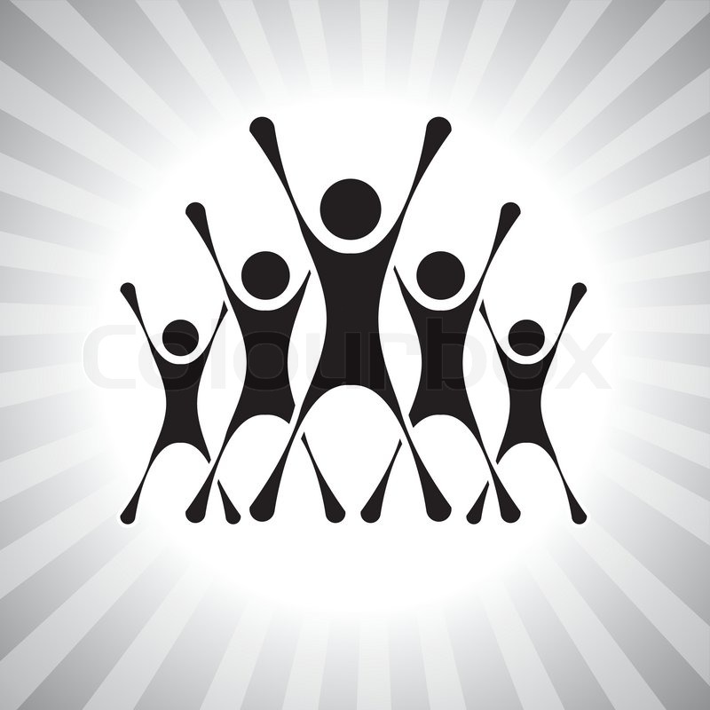 800x800 Team Of People Jumping After Victory In A Competition Vector