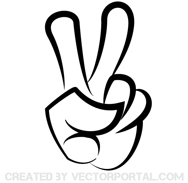 600x585 Victory Sign Vector Image Free Hands Vector Art