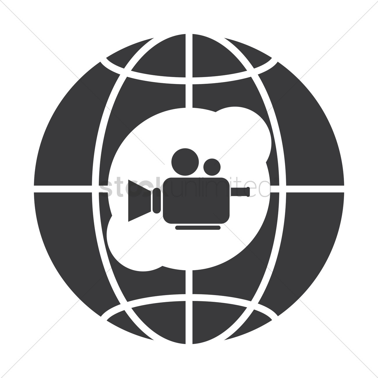 1300x1300 Globe Icon With Video Camera Vector Image