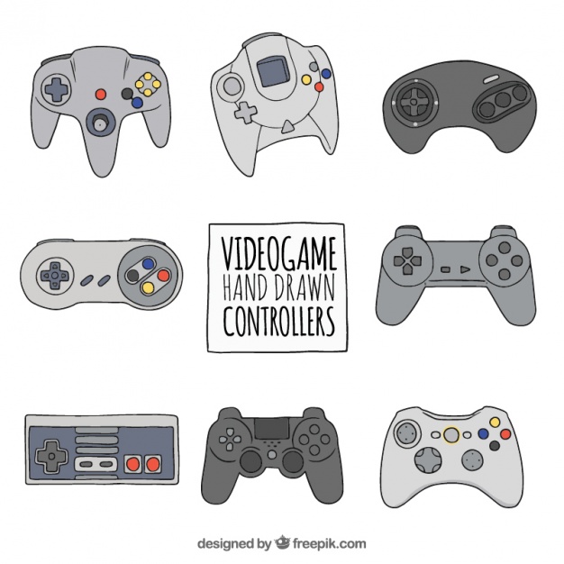 626x626 Set Of Hand Drawn Video Game Controllers Vector Free Download